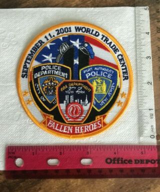 Fallen Heroes Sept 11 2001 World Trade Center Twin Towers Patch Nypd Fdny Papd