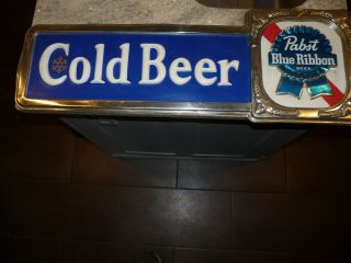 Vintage Pabst Blue Ribbon Pbr Cold Beer Store Display Ad Sign 1960 