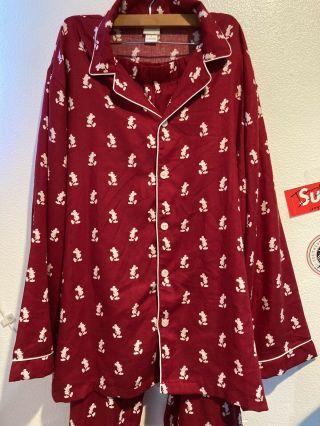 Disney Red Vintage Pajamas Discontinued Size M Mickey Mouse Pattern