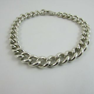 Vintage Sterling Silver 925 Graduated Curb Linked Chain Bracelet 9 " - 36.  4 G