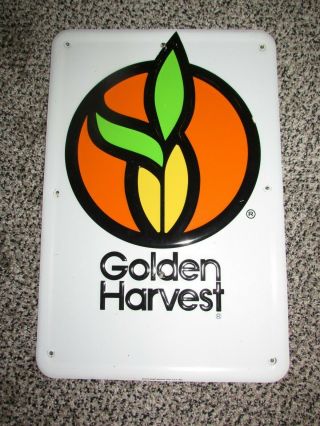 Vintage Nos Golden Harvest Embossed Seed Corn Field Post Metal Sign 18 " X 12 "