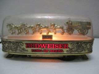 Vintage Budweiser Beer Light Sign Cash Register Topper Clydesdale Horses Oval 9 "