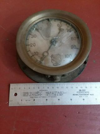 Antique Ashcroft General Electric Ny York 100 Lbs.  Brass Gauge Steam Punk