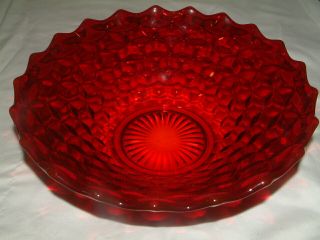 Vintage Fostoria American Pattern Ruby Red 11 1/4 " Fluted Bowl