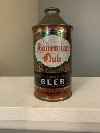 Bohemian Club Beer 12 Oz Cone Top Beer Can,  Bohemian Breweries Inc. ,  Boise Idaho