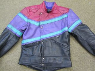 Scott Mens Vintage Leather Motorcycle Black/multi Jacket Fully Lined Size Uk 38