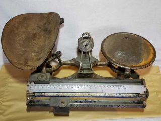 Vintage Antique Cast Iron Balance Scale With Cast Iron Base Antique Tray