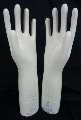 (2) - Vintage 13 - 1/2 " Porcelain (left & Right) Glove Molds Porcelain Playtex