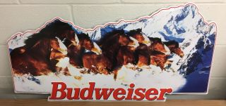 Vintage Budweiser Clydesdale Tin Metal Beer Sign 1995 Usa Anheuser - Busch