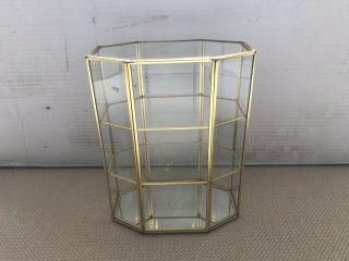 Vtg.  Brass & Glass Curio Display Case/cabinet.  11 X 8 X 5”.