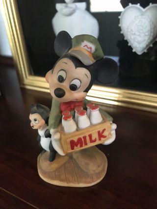 Vintage Disney Mickey Mouse Milk Man With Figaro Porcelain Figurine