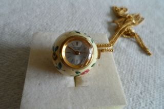 Vintage Enamel Ball Watch Pendant Enamel Good