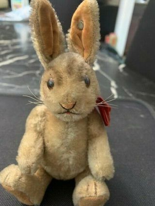 Vintage Steiff Bunny Rabbit Fully Jointed Mohair With Button Years 20s - 50s