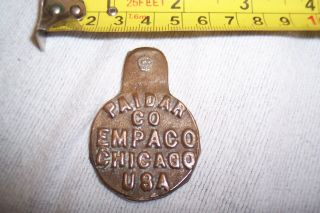 Vintage Antique Emil Paidar Co.  Barber Chair Brass Badge Empaco Chicago Usa
