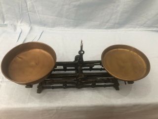 Antique Mars Wage Cast Iron Dual Pan Balance Beam Scale 3 Kg With Brass Pans