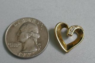 Vintage 14k Yellow Gold Heart Pendant With Diamonds