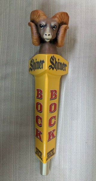 Shiner Bock Ram " Brewed With An Attitude " Beer Tap Handle 11.  5 "