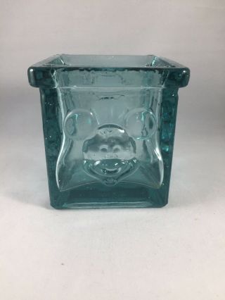 Mickey Mouse Green Thick Clear Glass Votive Candle Holder Disney Outdoor