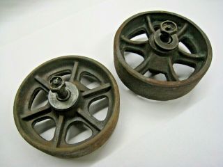 Antique Cast Iron Spoked Center Wheels Industrial Steel Steampunk Old