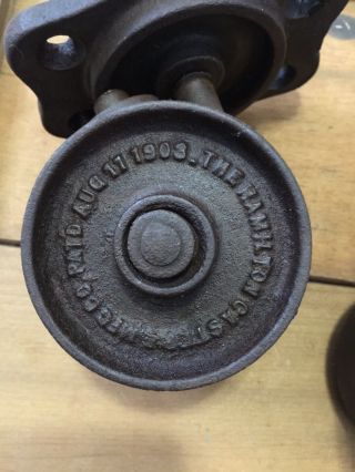 Antique Hamilton Mfg Co Caster Set Of 2 Patent 1903