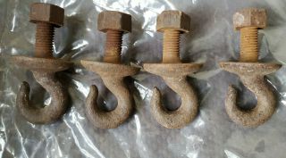 Set Of 4 Vintage Threaded Cast Iron Hooks Industrial Power Cable Hooks Factory