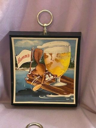 Vintage 1960s Hamm’s Beer Beaver & Lake Plastic Bar Sign