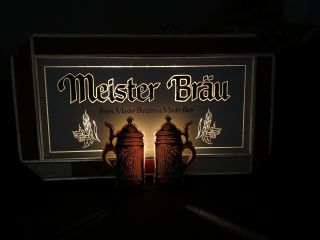 Vintage Meister Brau Lighted Beer Sign Plastic 20”.
