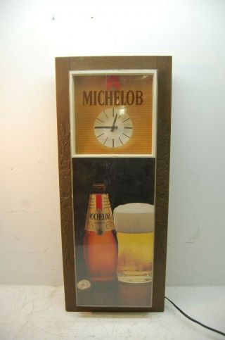 Michelob Beer Lighted Electric Wall Clock Sign,  34 " T X 13 " W