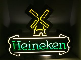 Heineken Windmill Light Bar Sign Man Cave Beer Brewery 17 1/2” X 21 1/2”
