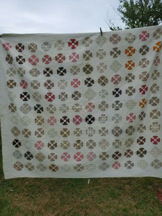 Vintage Hand Stitched Hand Quilted And Pieced 76 " X 66 " Octagon
