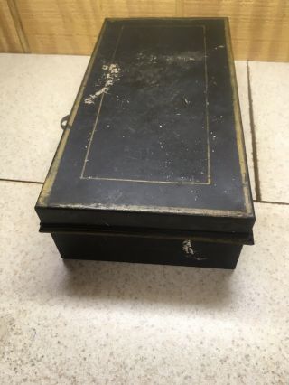 Vintage Antique Metal Cash Lock Box 2