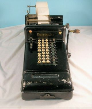 Antique Burroughs Hand Crank Adding Machine,  1930 