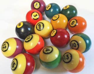Vintage Brunswick Centennial Pool Balls,  Billiards,  1 - 15 Plus Wood Triangle 3