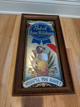 Pabst Blue Ribbon Beer Sign Vintage Mirror What 