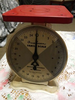 American Family Scale 25 Pound Vintage Retro Kitchen Scale Decor Red Top