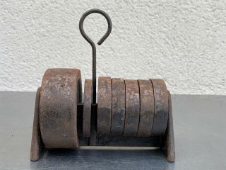 Set Of Small Antique Cast Iron Scale Weight Vintage Tool Counterweight