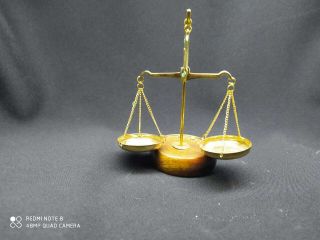 Vintage Brass Base Wood Scales Of Justice