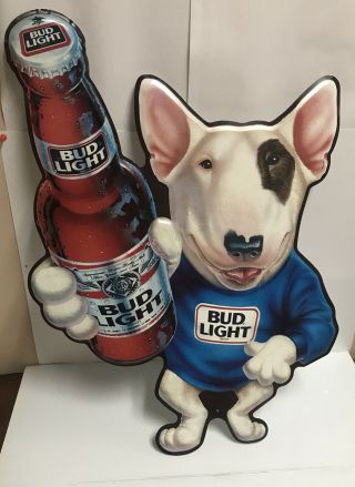 Vintage Bud Light Spud Mackenzie Tin Metal Beer Sign 1989