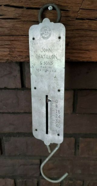 Vintage John Chatillon & Sons 50lb Spring Scale 34 H York City And Penna