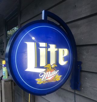 Miller Lite Lighted Beer Round Wall Sign Hanging Light Bud