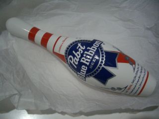 PABST Blue Ribbon PBR Bowling Pin Tap Beer White Blue Red Handle Box 3