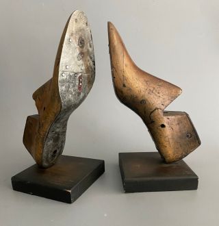 Antique Wooden Cobbler Shoe Form Mold Bookends