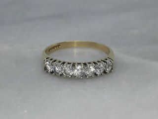 Vintage 1989 Solid 9ct Yellow Gold Half Eternity Ring Sparkly White Stones - N