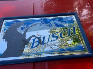 Vintage Budweiser Beer Anheuser Busch Mirrored Wood Frame Picture Sign Wall