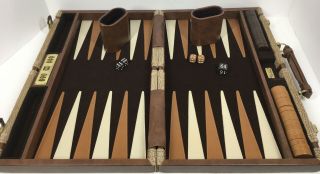 Vintage Pierre Cardin Full - Size Backgammon Set With Scorekeeper In Carrying Case