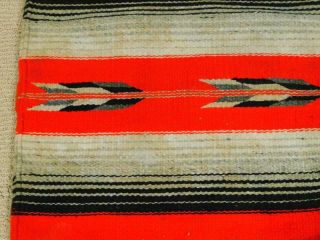 Vintage Navajo Wool Rug Native American Indian Red Black Arrow Stripe 43 " X 21 "