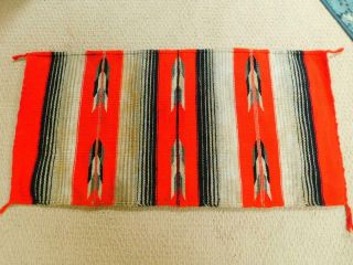 Vintage Navajo Wool Rug Native American Indian Red Black Arrow Stripe 43 