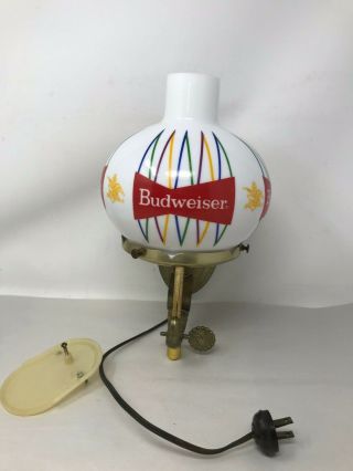 Vintage Budweiser Beer Lighted Brass Wall Sconce Bow Tie Globe Bar Light