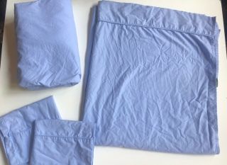 Ralph Lauren Queen Fitted Flat Sheets Pillowcases Vintage Euc Periwinkle Blue