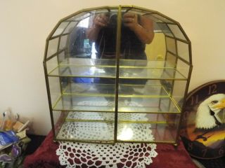 13 1/2 " Tall Glass And Brass Large Curio Display Cabinet